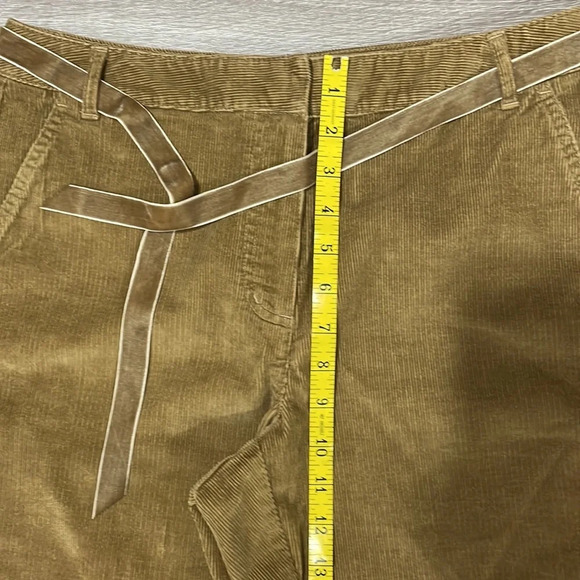 Talbots Petites Stretch Corduroy Cuffed Capri Brown Velvet Ribbon Belt 8 - Picture 12 of 16